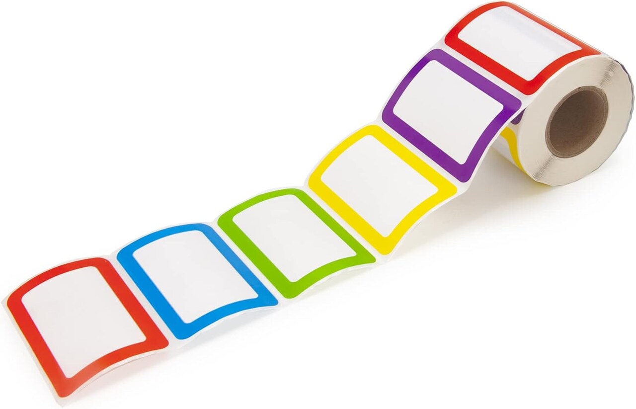 00 Stickers - 3.5" x 2.25"Colors Plain Name tag Labels with Perforated Line